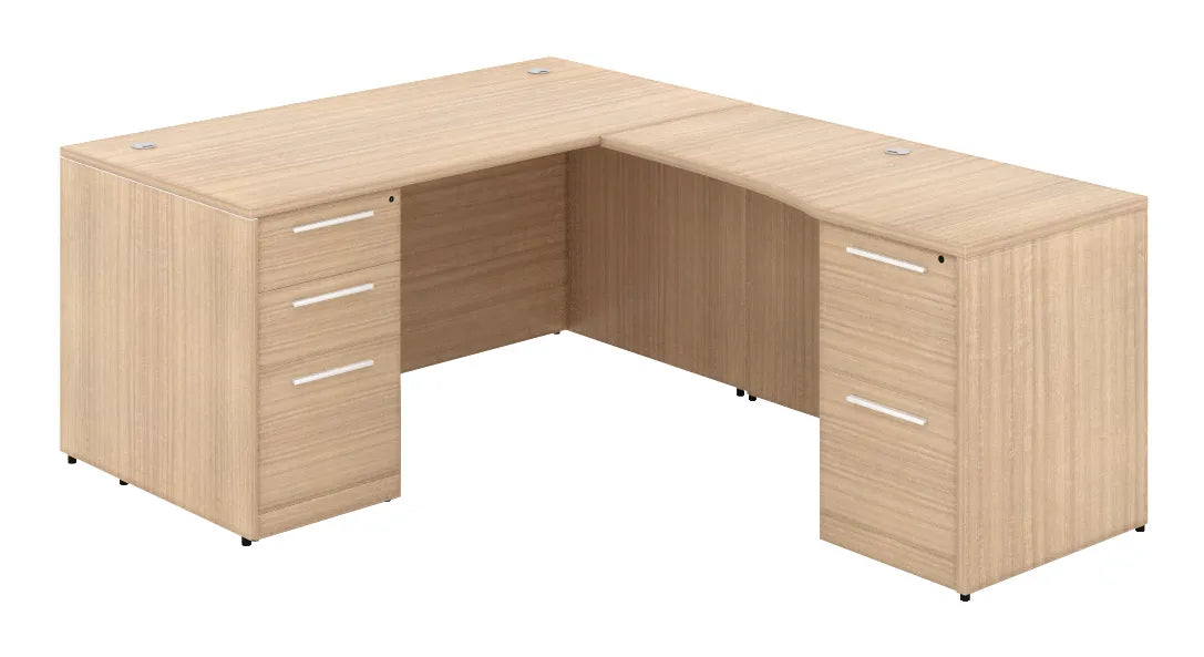 Santa Monica L-Shaped Desk with Laminate Modesty Panel
