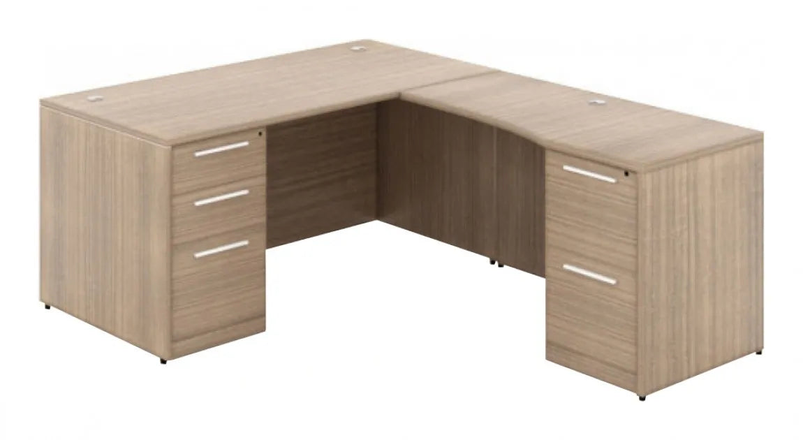 Santa Monica L-Shaped Desk with Laminate Modesty Panel