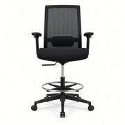 Simply Ergonomic Task Chair with Stool Kit in black, front view with chrome footring