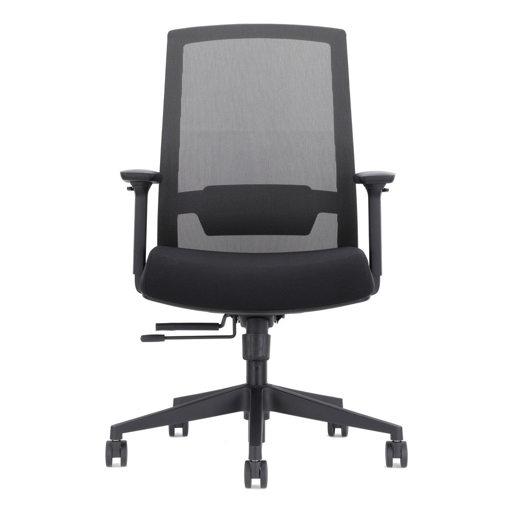 Simply Ergonomic Task Chair in black with mesh back, front view