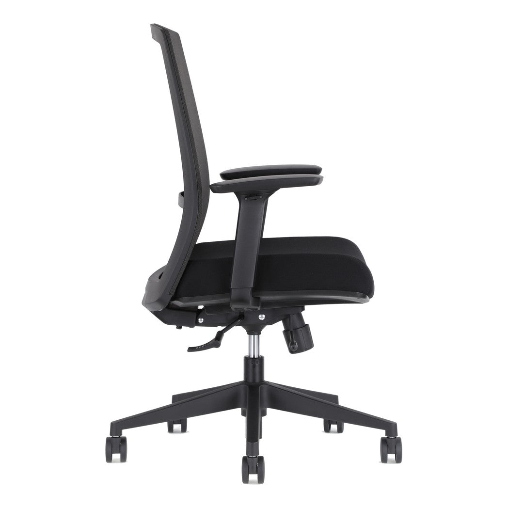 Simply Ergonomic Task Chair in black, side view
