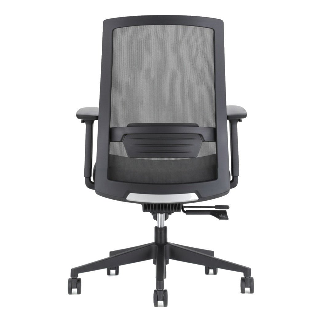 Simply Ergonomic Task Chair in black, back view showing the mesh back