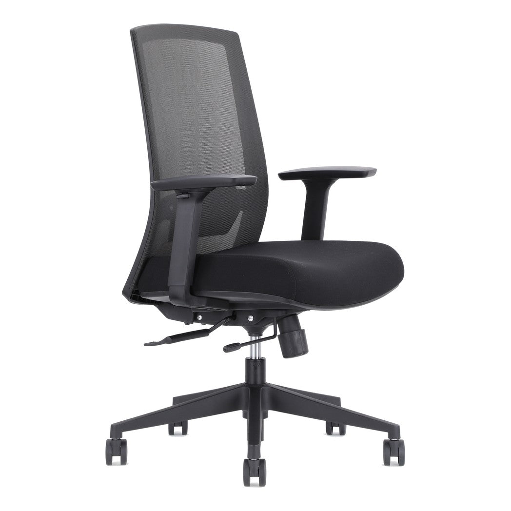 Simply Ergonomic Task Chair in black, front three-quarter view