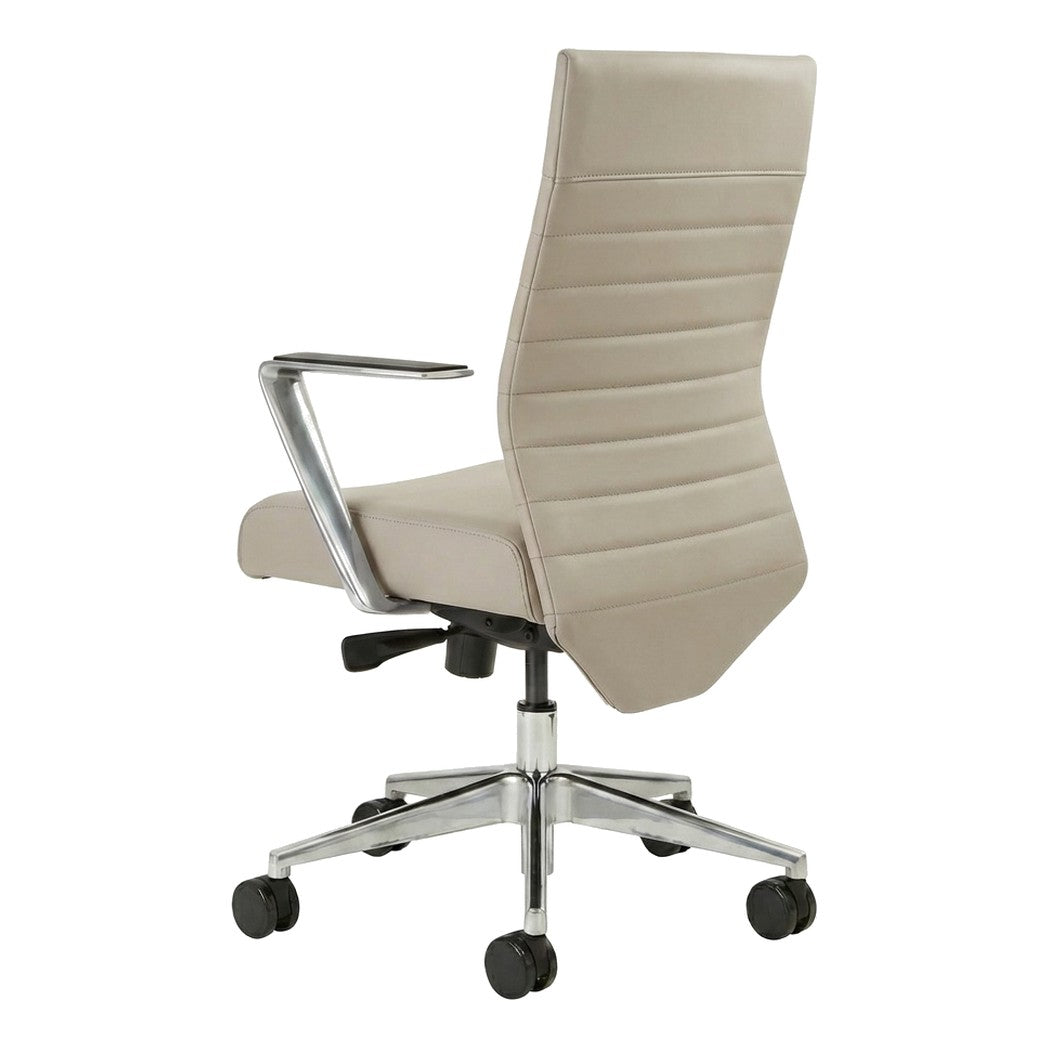 Stella Executive Chair in Champagne faux leather, rear three-quarter view