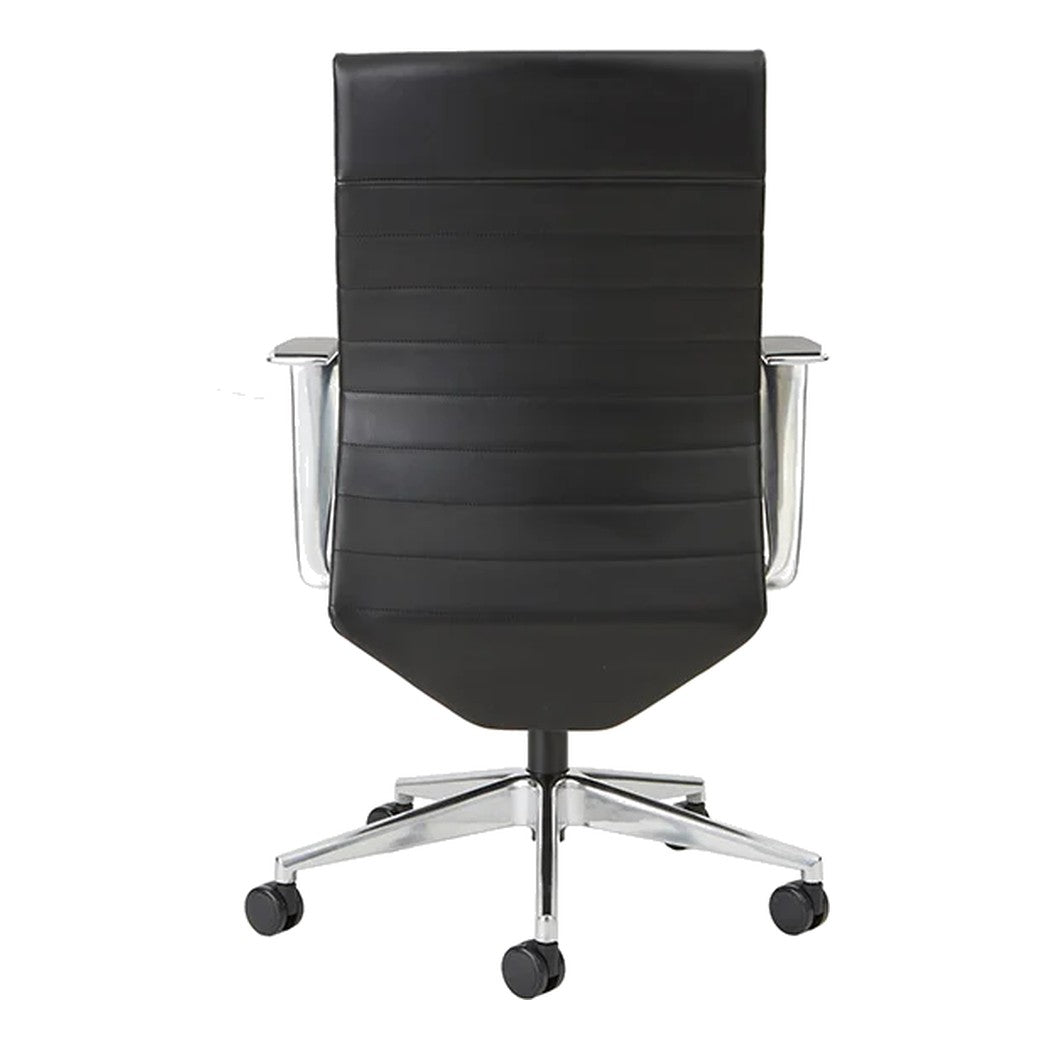 Stella Executive Chair in black faux leather, back view