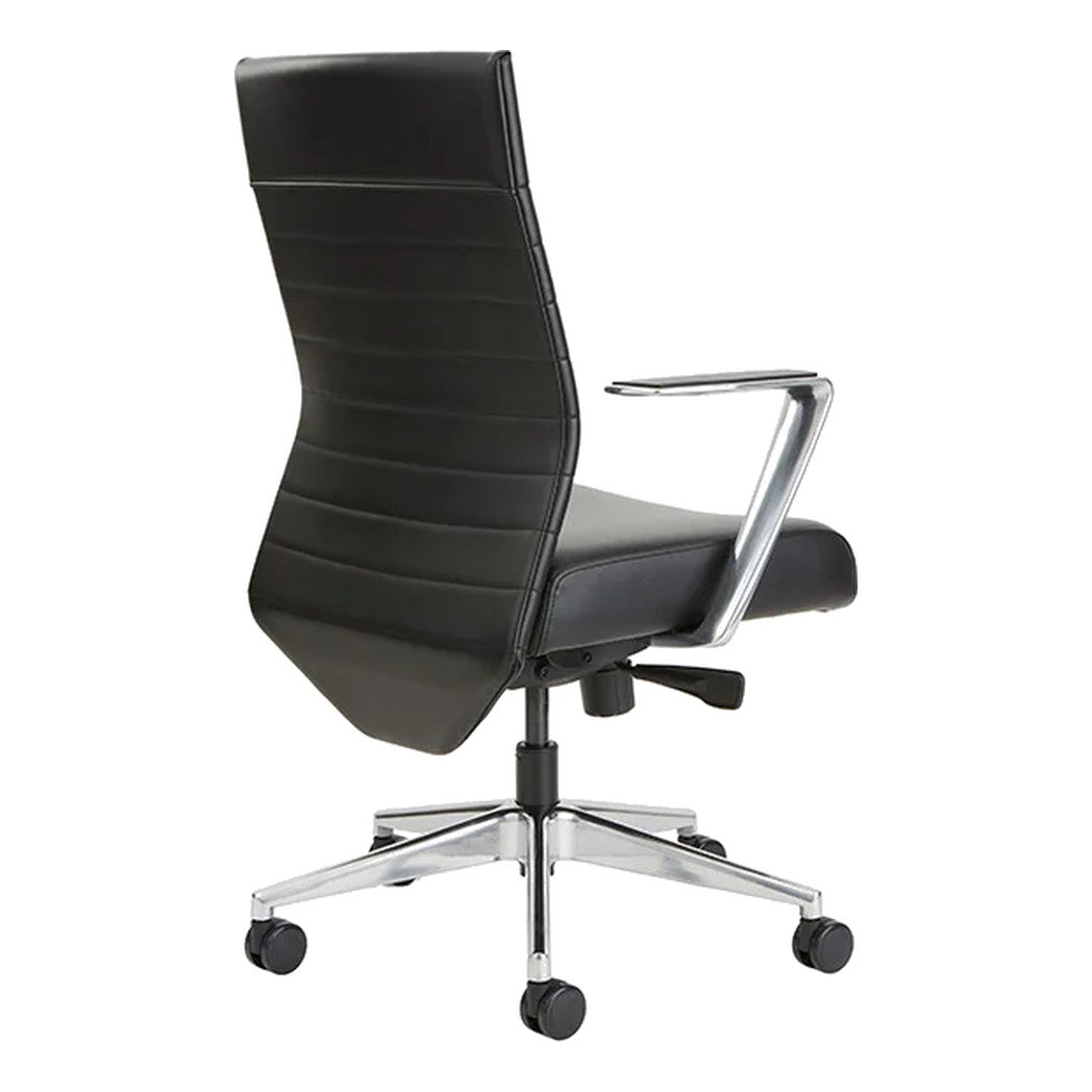 Stella Executive Chair in black faux leather, rear three-quarter view