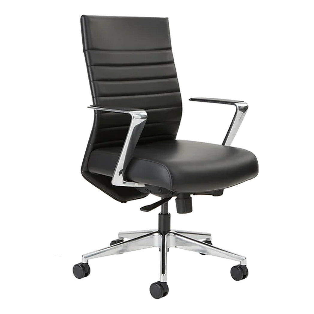Stella Executive Chair in black faux leather, front three-quarter view