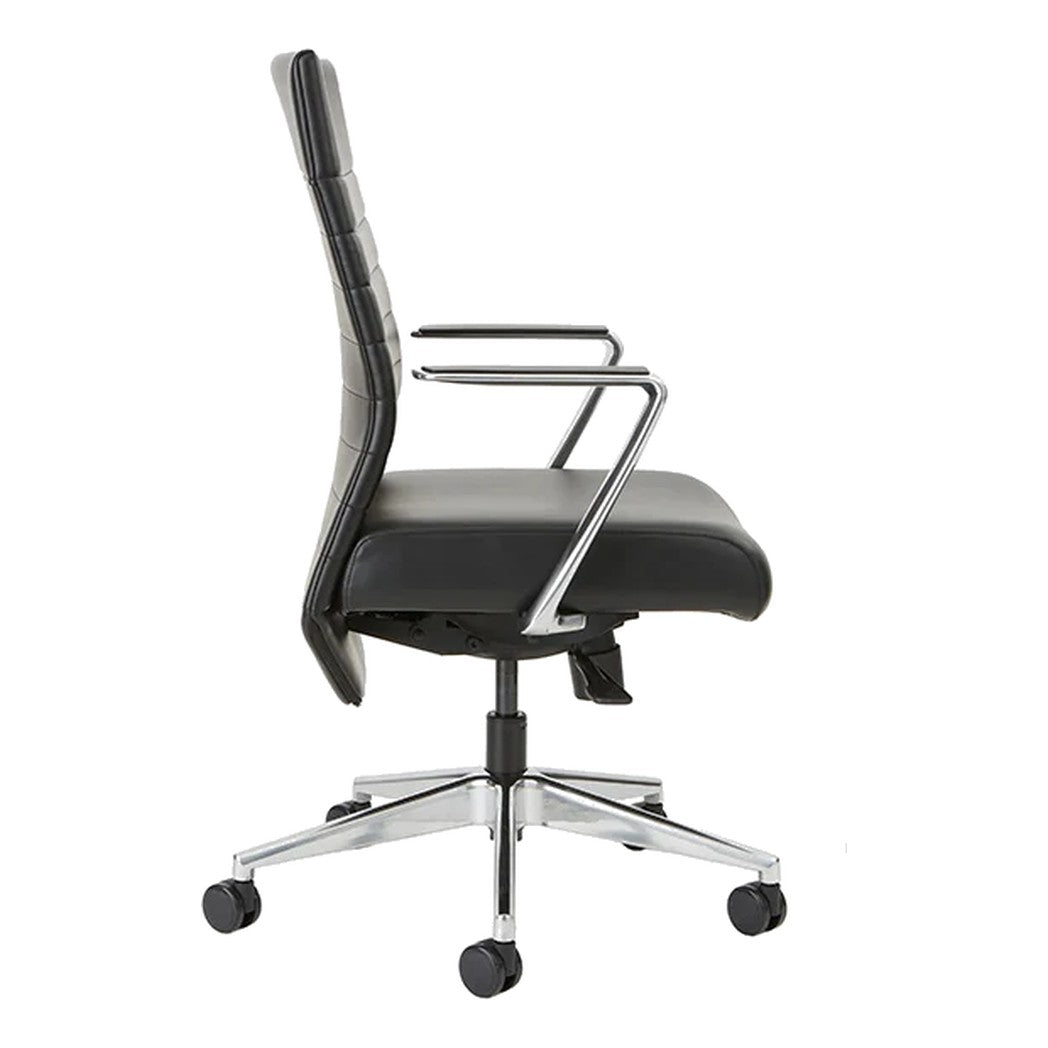 Stella Executive Chair in black faux leather, side view