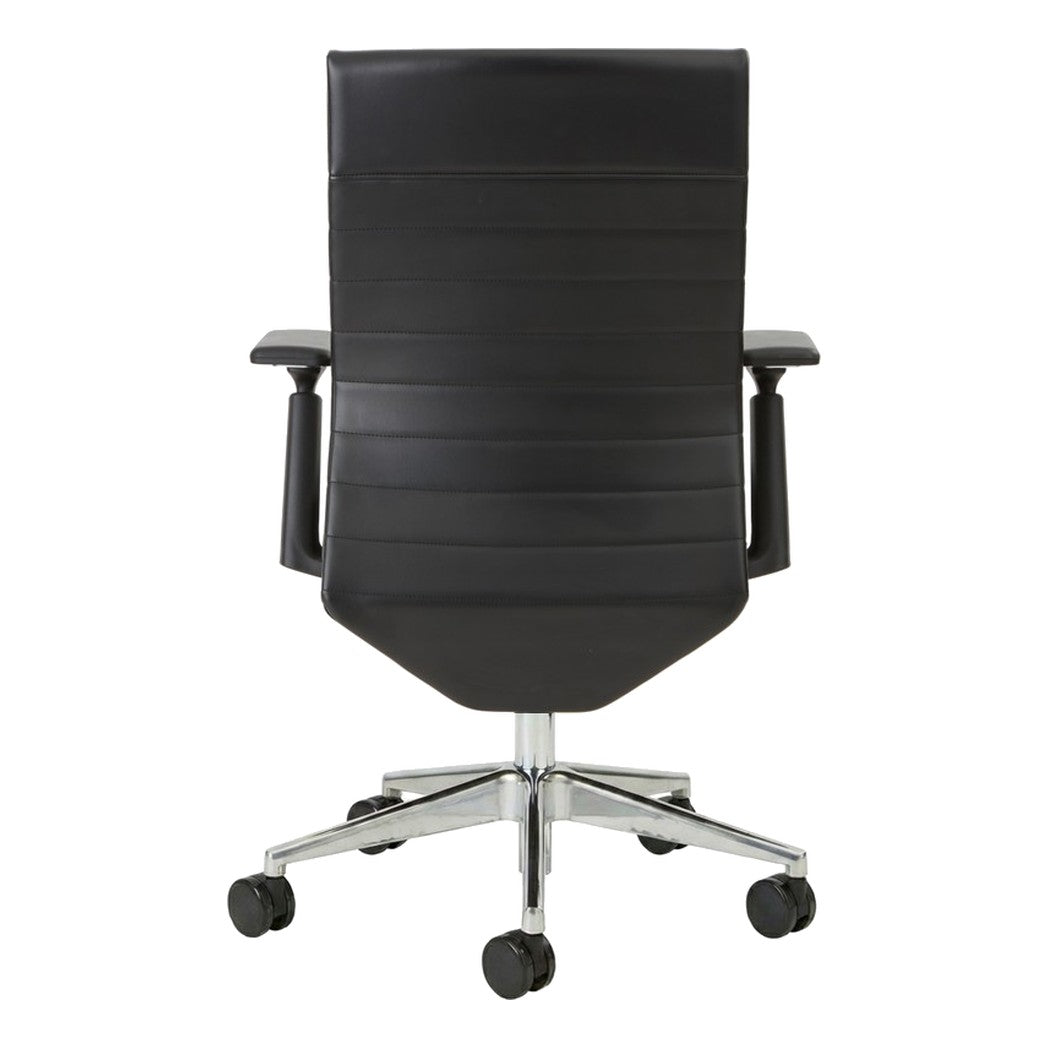Stella Task Chair in black faux leather, back view