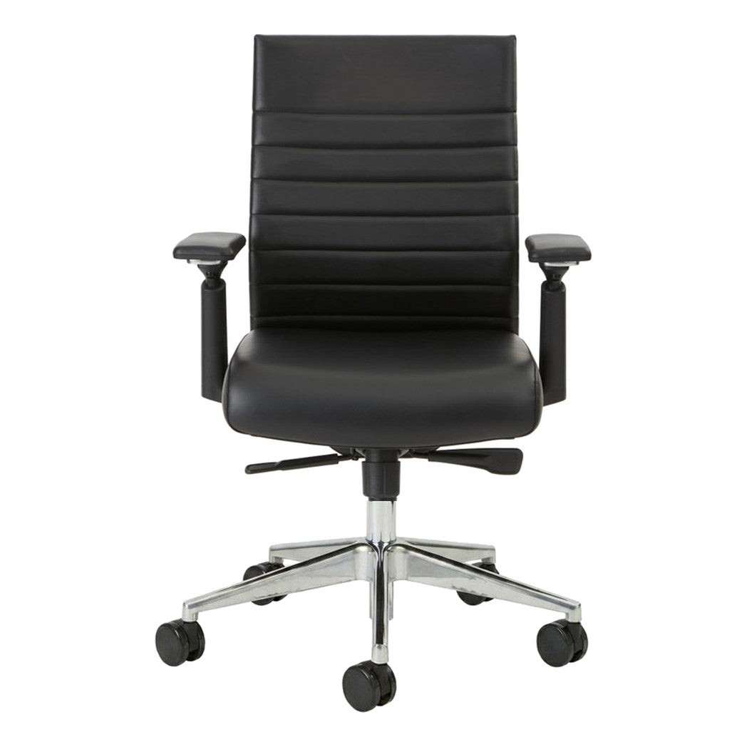 Stella Task Chair in black faux leather, front view