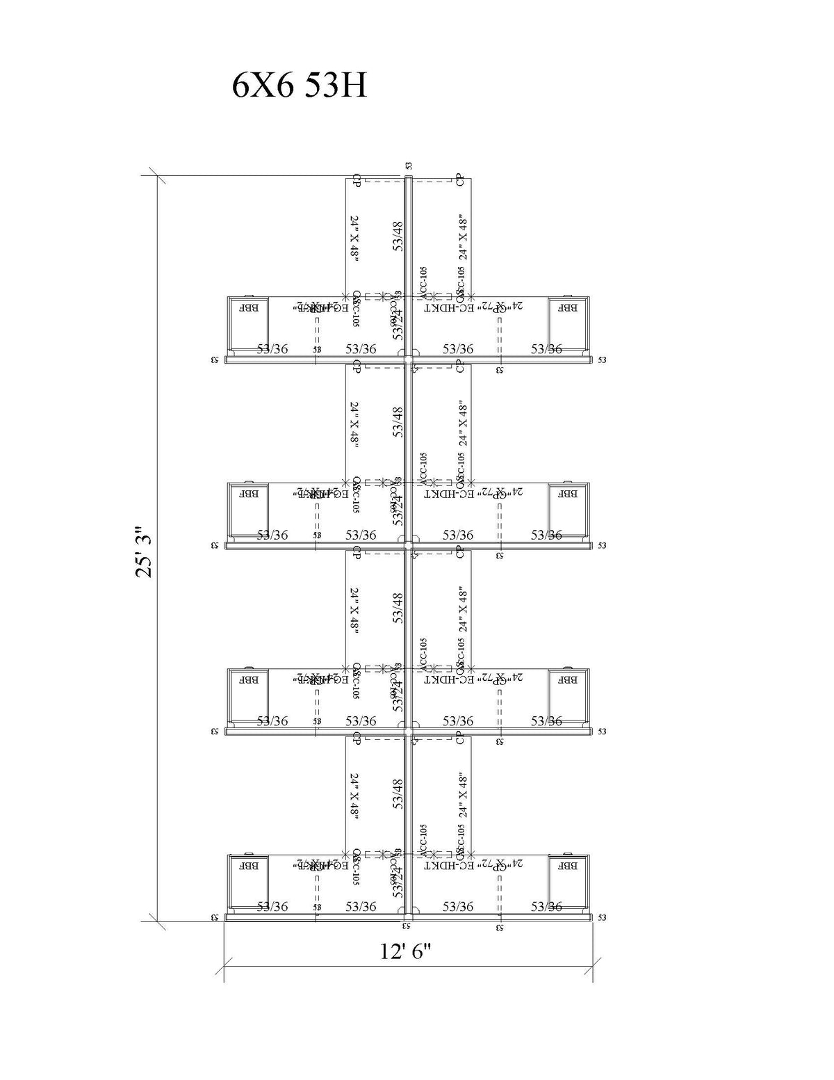 Modern Office Cubicle 6'x6' (53''H) 8 Pack