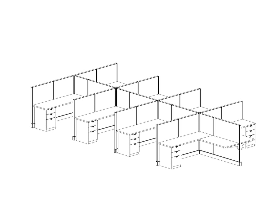 Modern Office Cubicle 6'x6' (53''H) 8 Pack