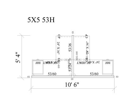 Modern Office Cubicle 5'x5' (53''H) 2 People