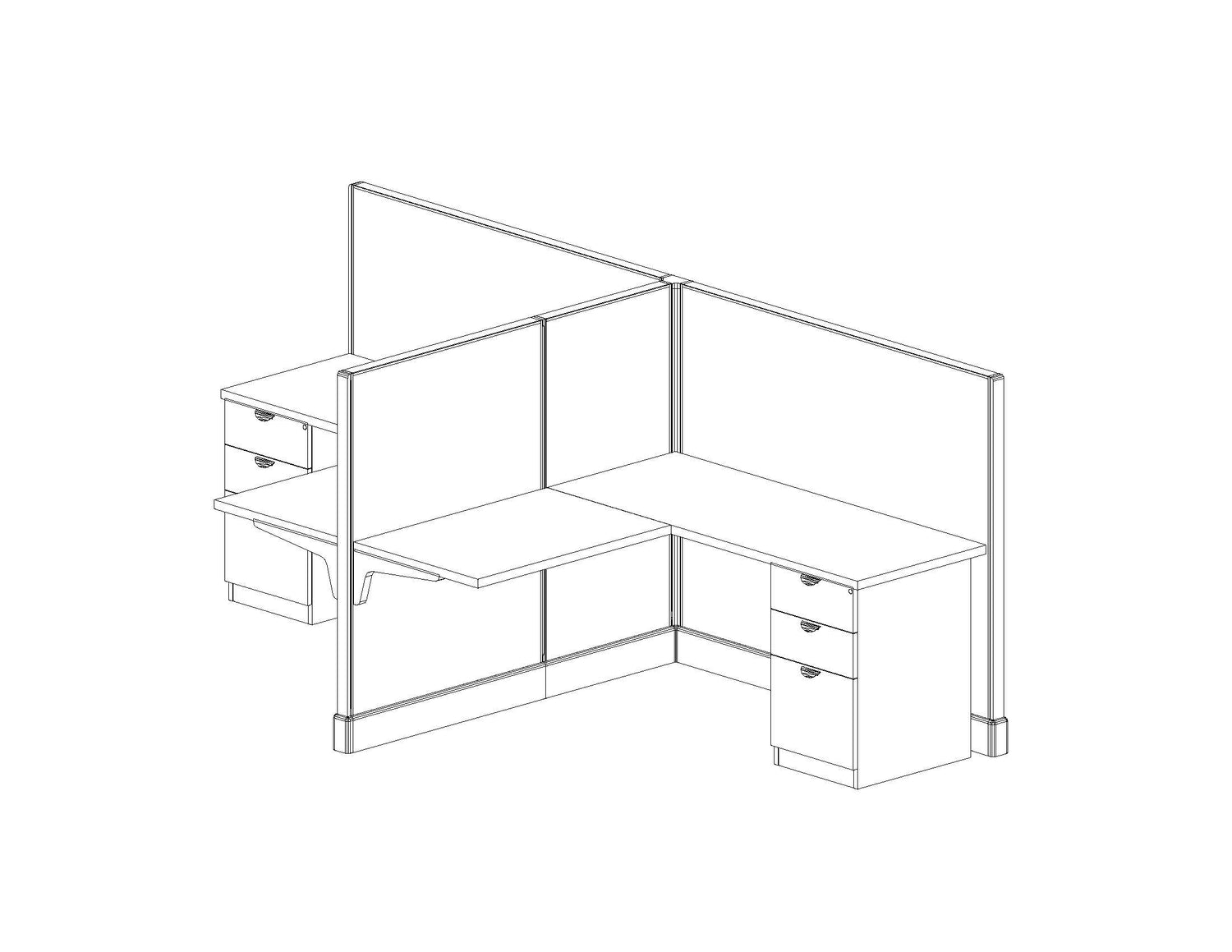 Modern Office Cubicle 5'x5' (53''H) 2 People