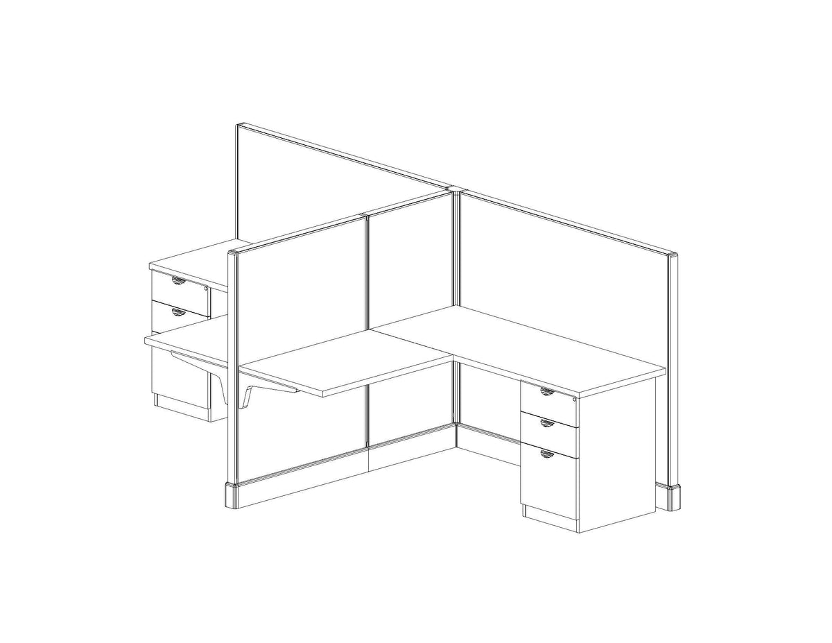 Modern Office Cubicle 5'x5' (53''H) 2 People