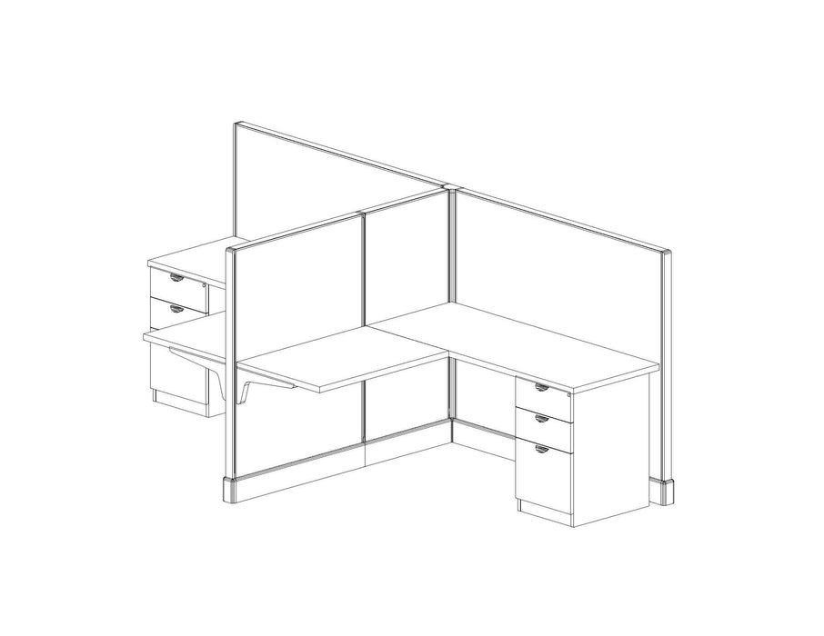 Modern Office Cubicle 5'x5' (53''H) 2 People