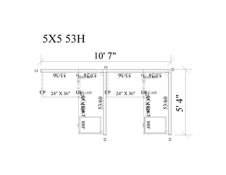 Modern Office Cubicle 5'x5' (53''H) 2 in a Row