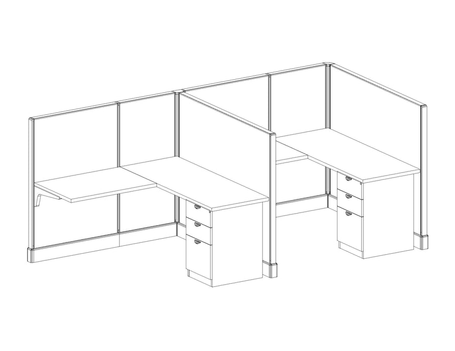Modern Office Cubicle 5'x5' (53''H) 2 in a Row