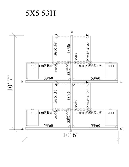 Modern Office Cubicle 5'x5' (53''H) 4 People