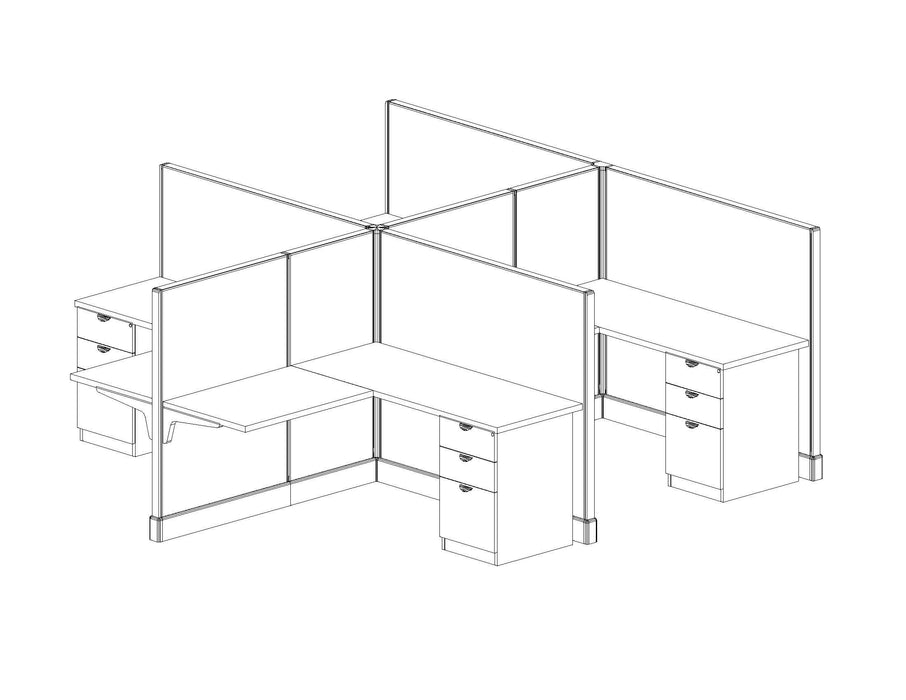 Modern Office Cubicle 5'x5' (53''H) 4 People