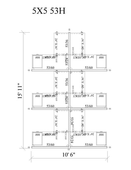 Modern Office Cubicle 5'x5' (53''H) 6 People