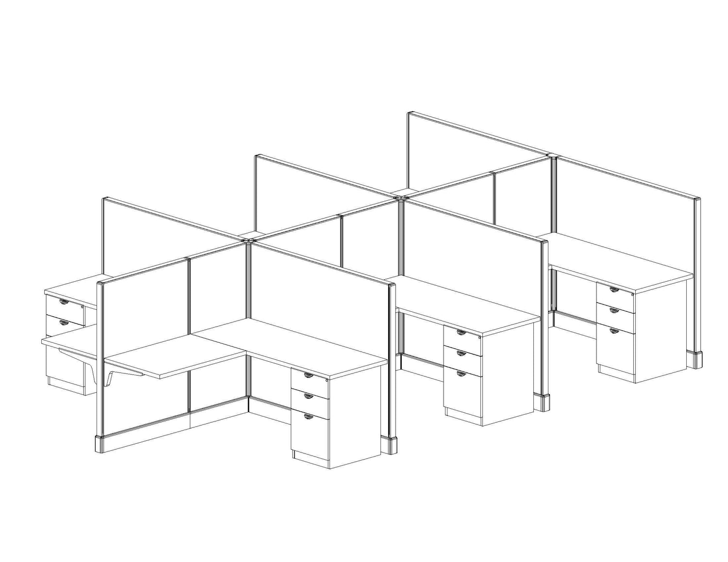 Modern Office Cubicle 5'x5' (53''H) 6 People