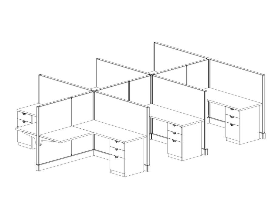 Modern Office Cubicle 5'x5' (53''H) 6 People