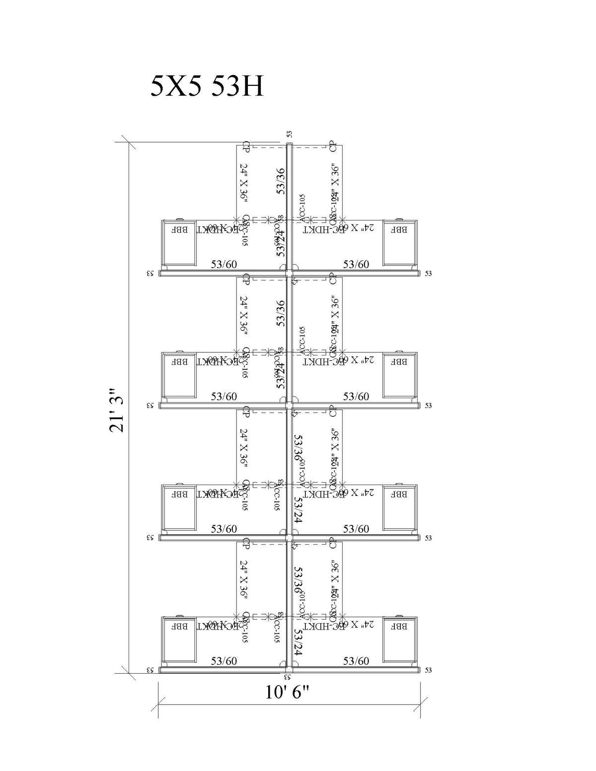 Modern Office Cubicle 5'x5' (53''H) 8 Pack