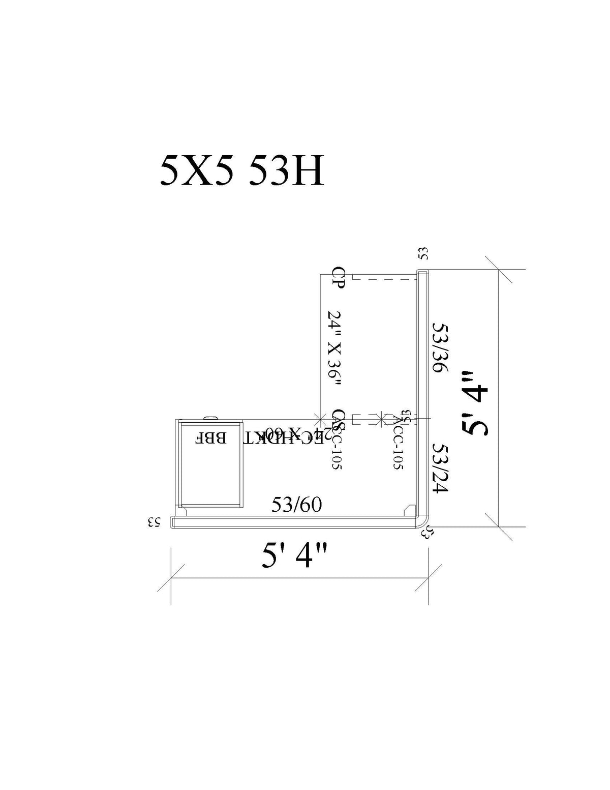 Modern Office Cubicle 5'x5' (53''H) Single