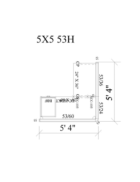Modern Office Cubicle 5'x5' (53''H) Single