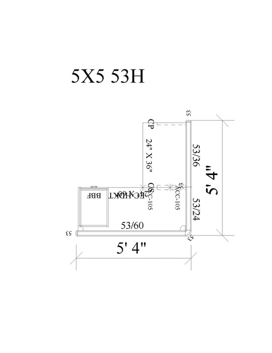 Modern Office Cubicle 5'x5' (53''H) Single