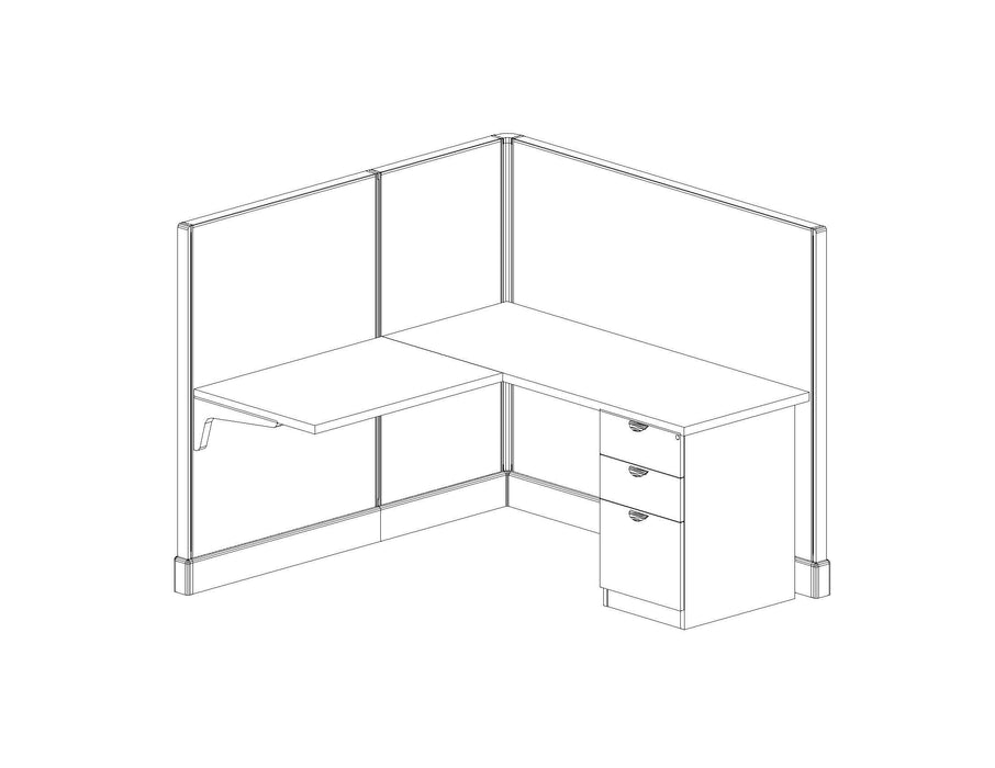 Modern Office Cubicle 5'x5' (53''H) Single