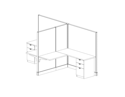 Modern Office Cubicle 5'x5' (67''H) 2 People