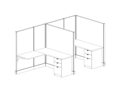Modern Office Cubicle 5'x5' (67''H) 2 in a Row