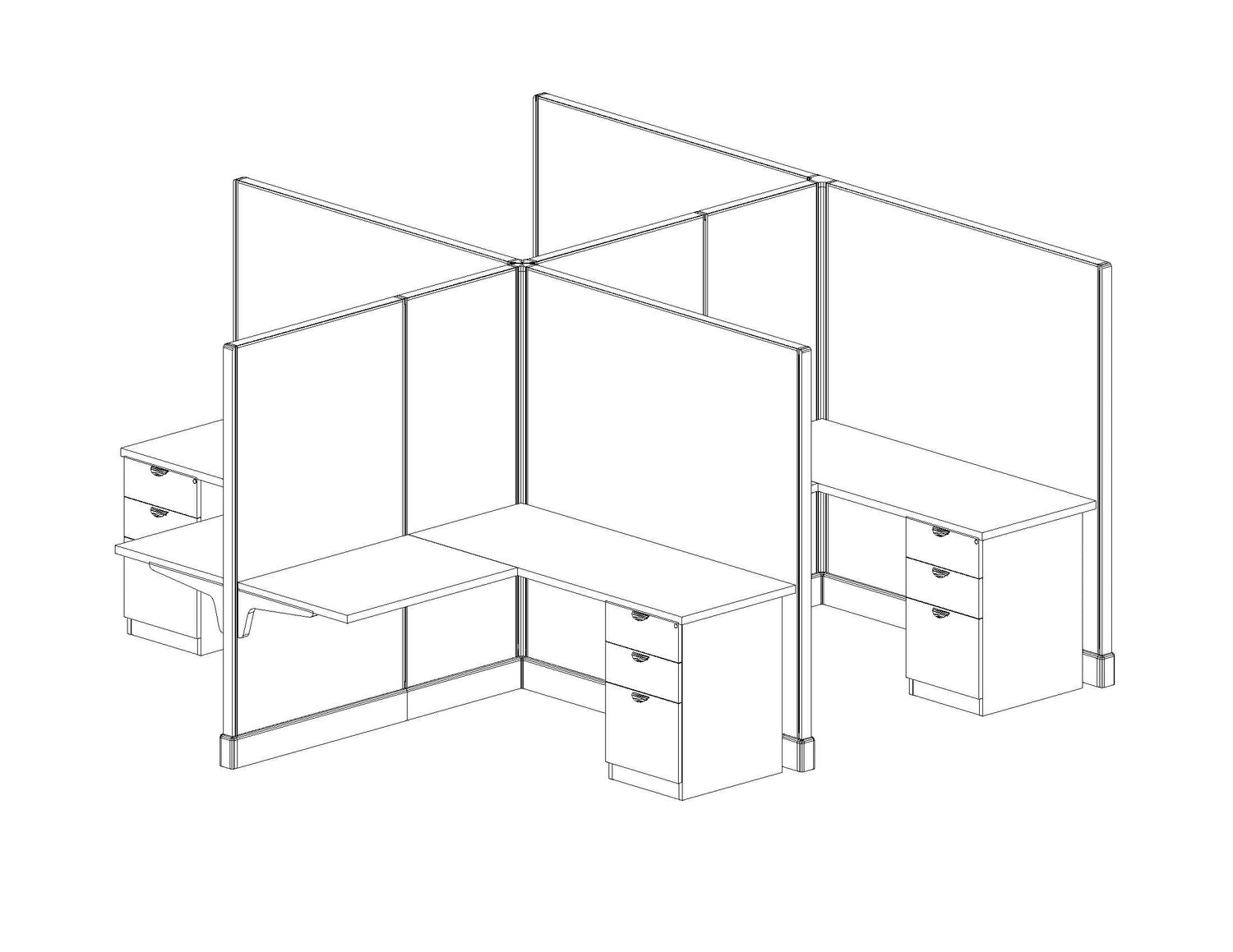 Modern Office Cubicle 5'x5' (67''H) 4 People
