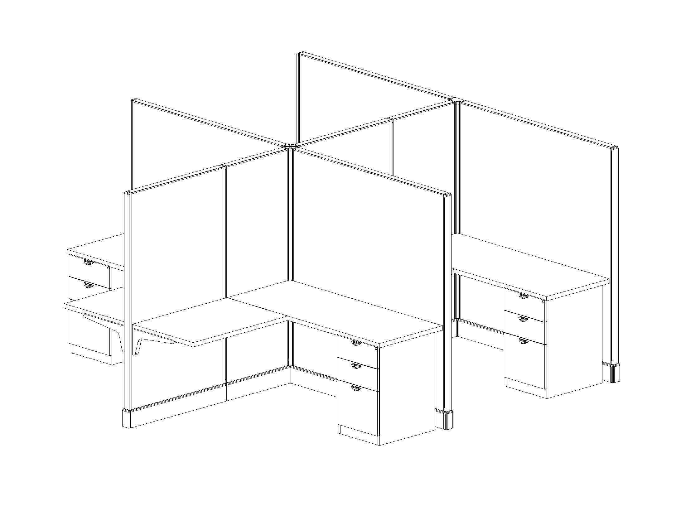 Modern Office Cubicle 5'x5' (67''H) 4 People