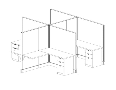 Modern Office Cubicle 5'x5' (67''H) 4 People