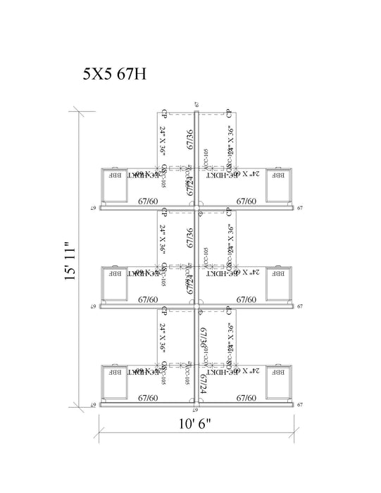 Modern Office Cubicle 5'x5' (67''H) 6 People