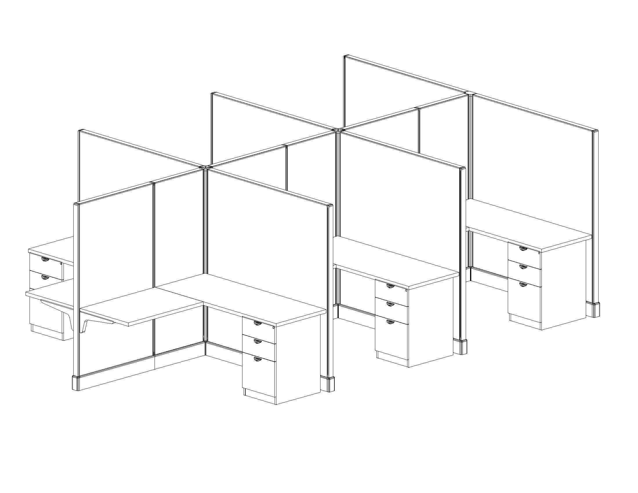 Modern Office Cubicle 5'x5' (67''H) 6 People
