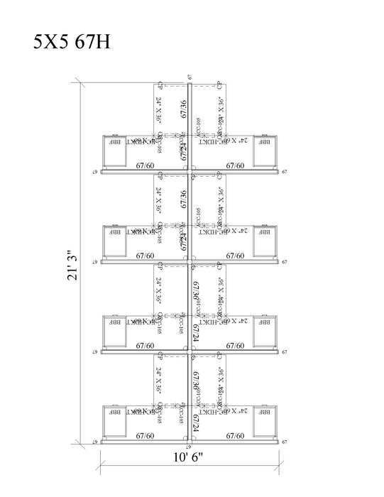Modern Office Cubicle 5'x5' (67''H) 8 People