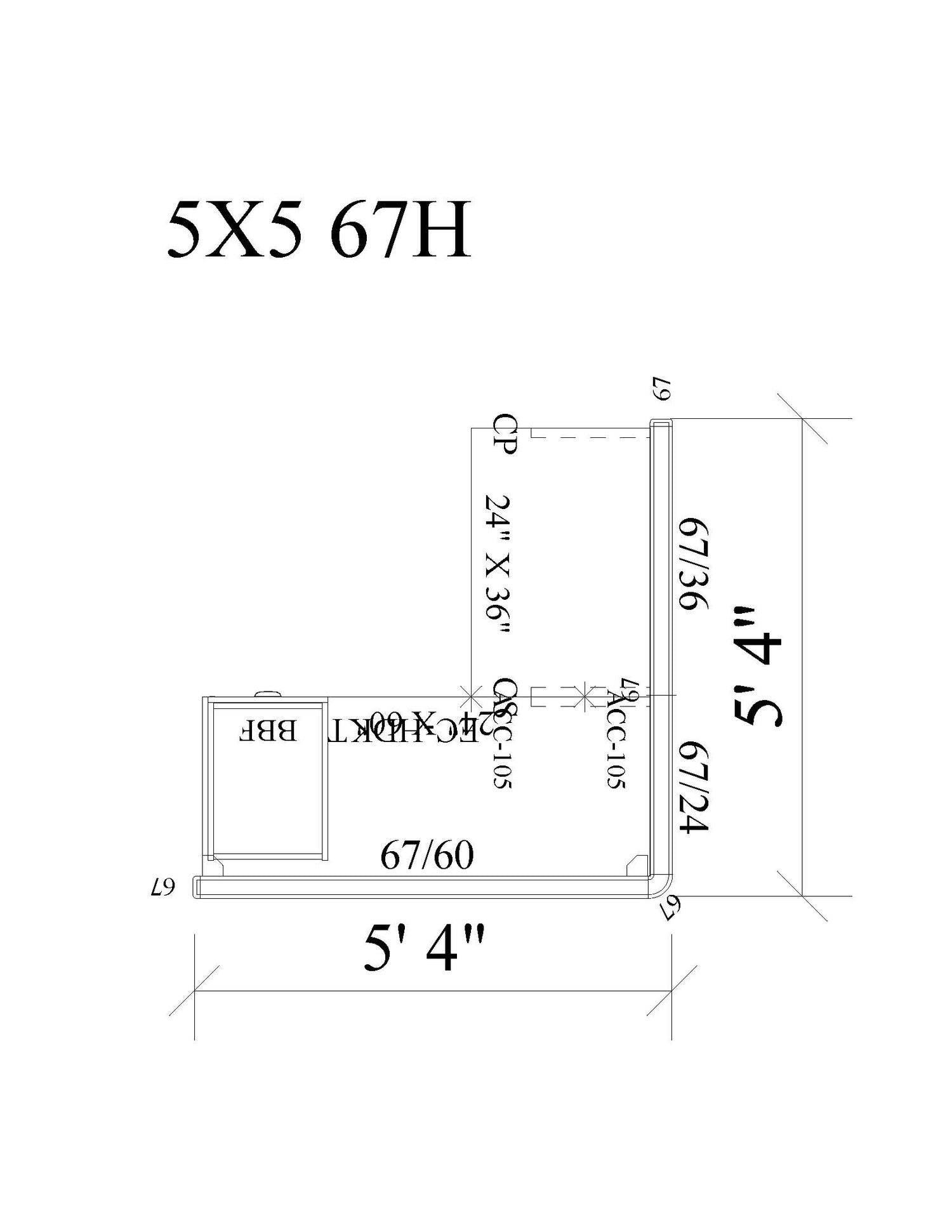 Modern Office Cubicle 5'x5' (67''H) Single