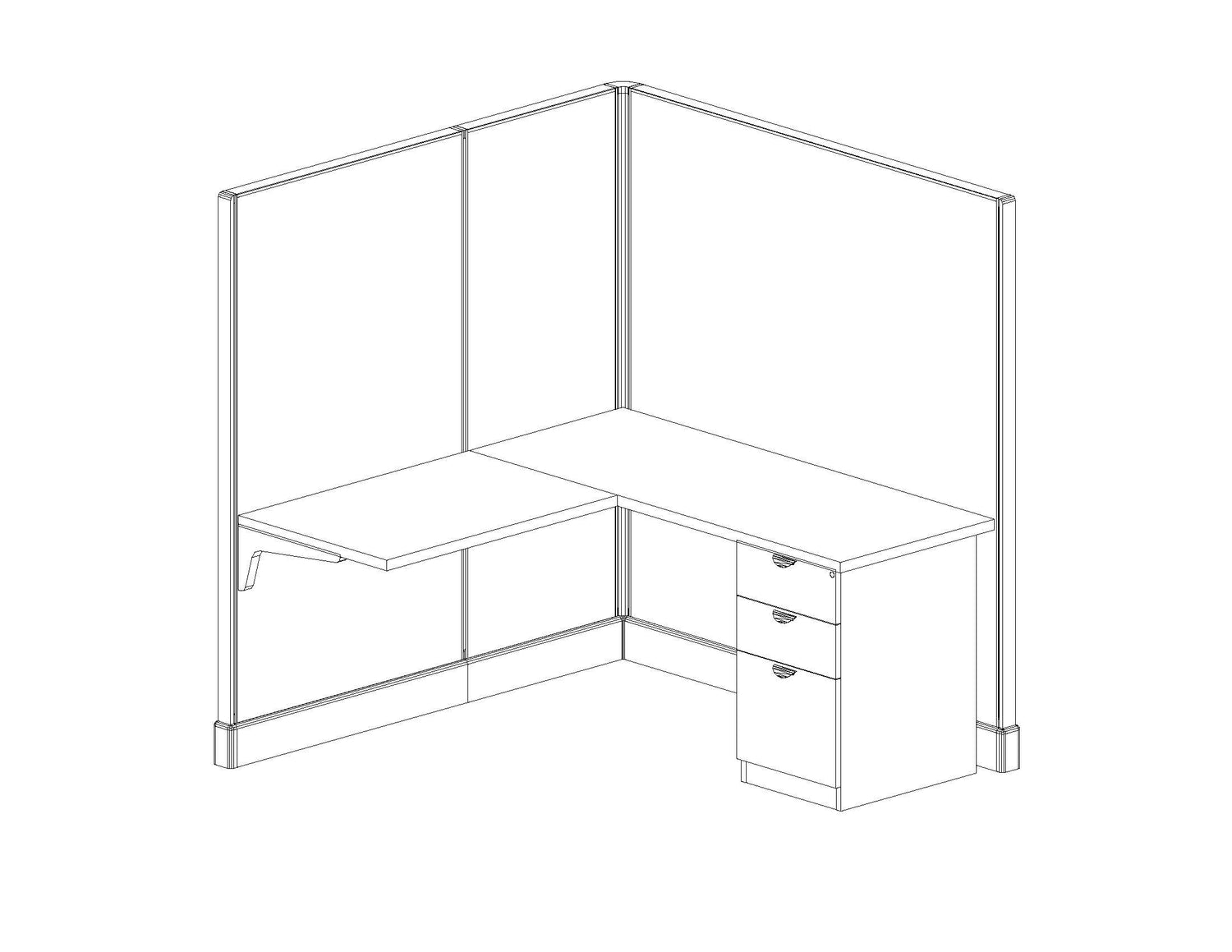 Modern Office Cubicle 5'x5' (67''H) Single