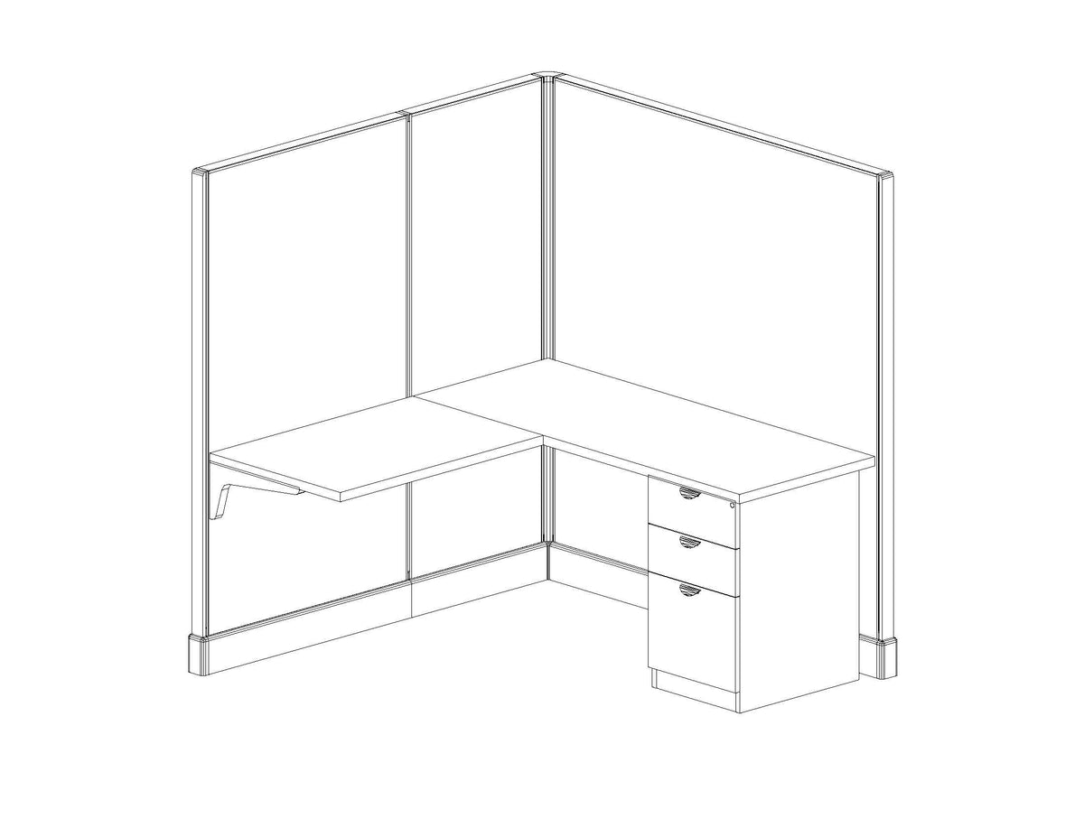 Modern Office Cubicle 5'x5' (67''H) Single