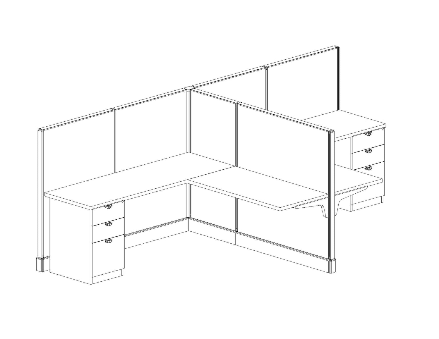 Modern Office Cubicle 6'x6' (53''H) 2 Pack