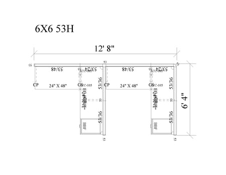 Modern Office Cubicle 6'x6' (53''H) 2 in a Row