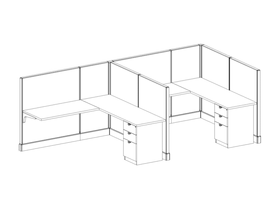 Modern Office Cubicle 6'x6' (53''H) 2 in a Row