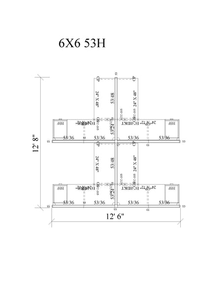 Modern Office Cubicle 6'x6' (53''H) 4 Pack