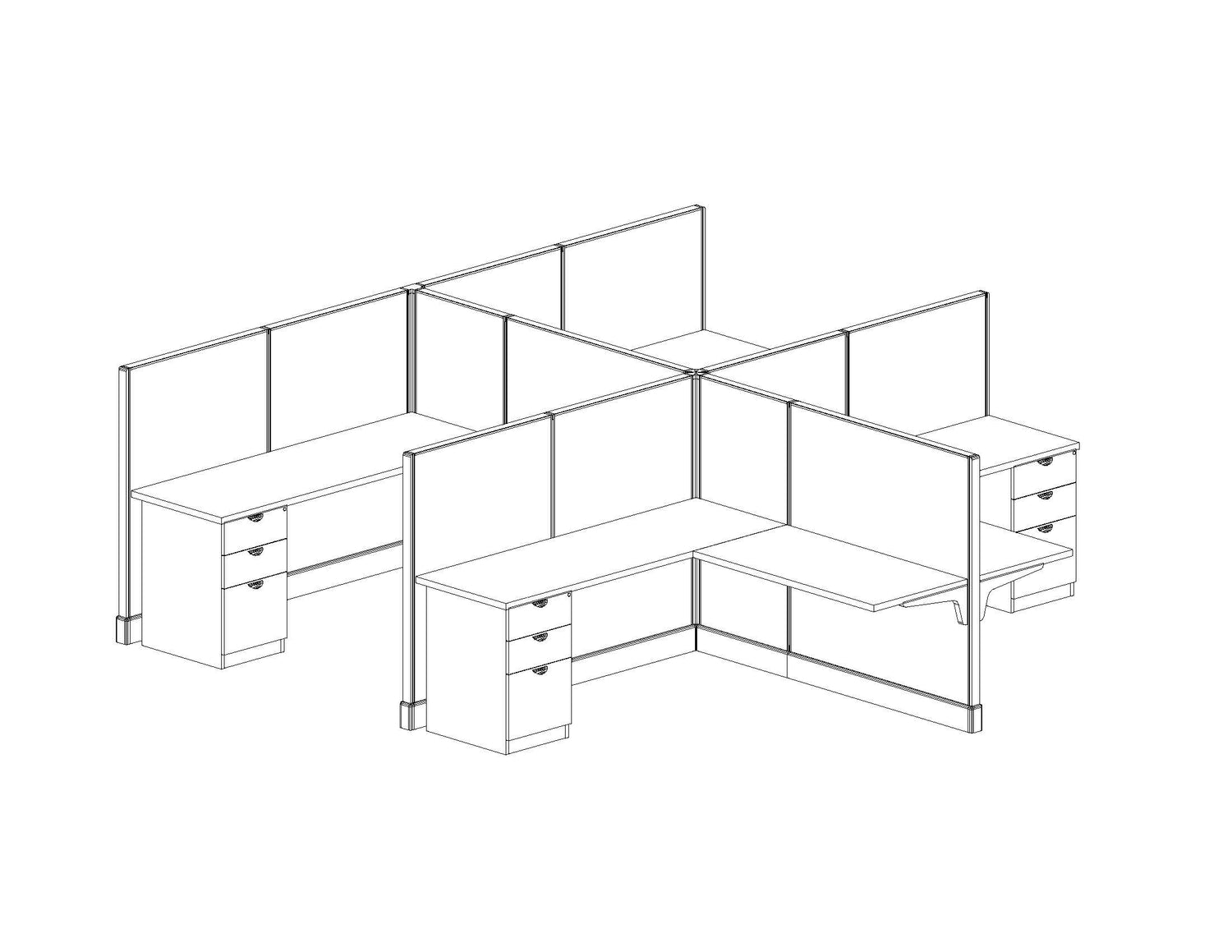 Modern Office Cubicle 6'x6' (53''H) 4 Pack