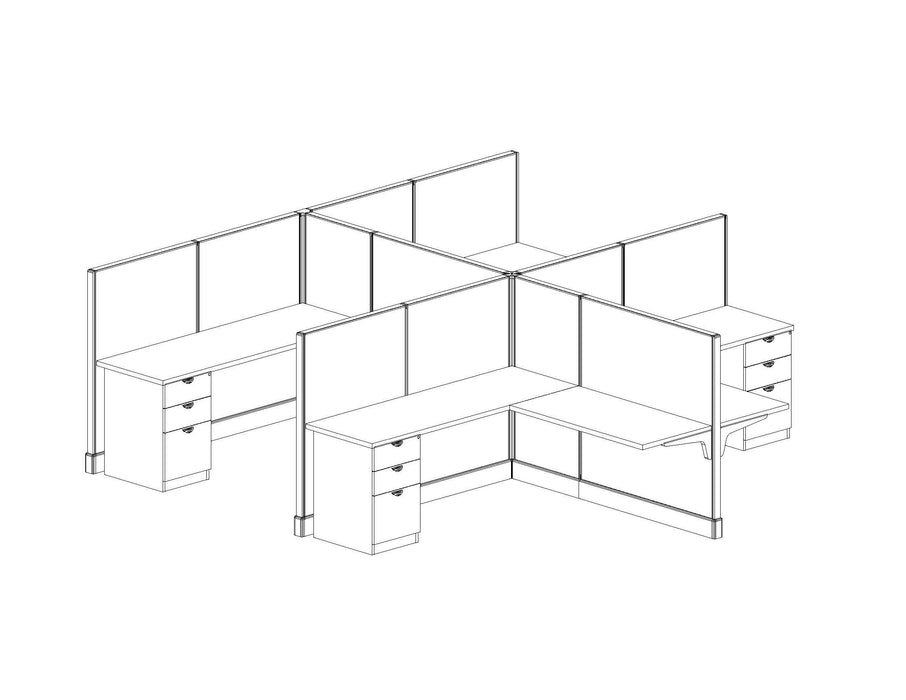 Modern Office Cubicle 6'x6' (53''H) 4 Pack