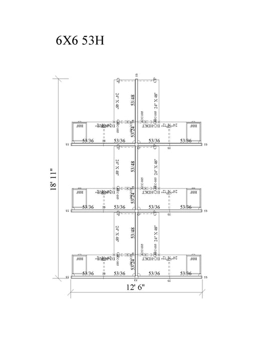 Modern Office Cubicle 6'x6' (53''H) 6 Pack